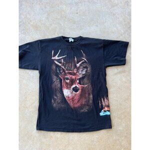 Vintage TNT Trau & Loevner Deer Graphic T-Shirt Black XL 100% Cotton Outdoor Hun
